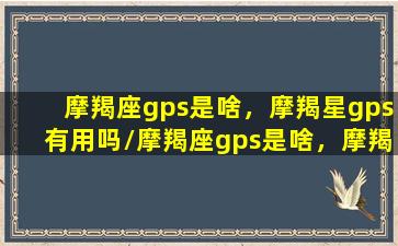 摩羯座gps是啥，摩羯星gps有用吗/摩羯座gps是啥，摩羯星gps有用吗-我的网站