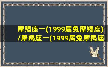 摩羯座一(1999属兔摩羯座)/摩羯座一(1999属兔摩羯座)-我的网站(99年摩羯座男生性格)