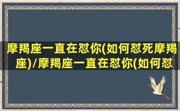 摩羯座一直在怼你(如何怼死摩羯座)/摩羯座一直在怼你(如何怼死摩羯座)-我的网站