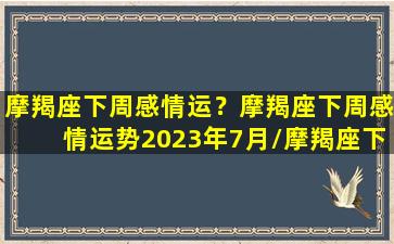 摩羯座下周感情运？摩羯座下周感情运势2023年7月/摩羯座下周感情运？摩羯座下周感情运势2023年7月-我的网站