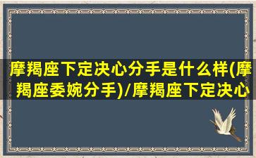 摩羯座下定决心分手是什么样(摩羯座委婉分手)/摩羯座下定决心分手是什么样(摩羯座委婉分手)-我的网站