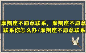 摩羯座不愿意联系，摩羯座不愿意联系你怎么办/摩羯座不愿意联系，摩羯座不愿意联系你怎么办-我的网站