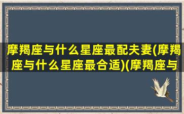 摩羯座与什么星座最配夫妻(摩羯座与什么星座最合适)(摩羯座与什么星座搭配)