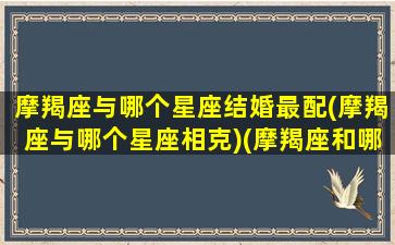 摩羯座与哪个星座结婚最配(摩羯座与哪个星座相克)(摩羯座和哪个星座适合结婚)