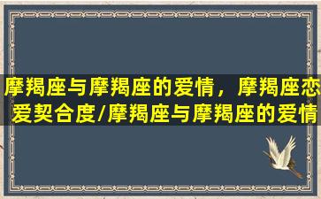 摩羯座与摩羯座的爱情，摩羯座恋爱契合度/摩羯座与摩羯座的爱情，摩羯座恋爱契合度-我的网站