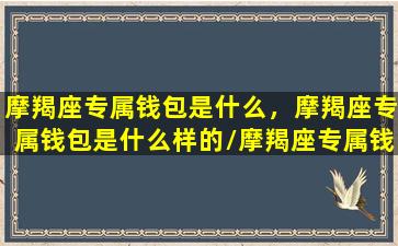 摩羯座专属钱包是什么，摩羯座专属钱包是什么样的/摩羯座专属钱包是什么，摩羯座专属钱包是什么样的-我的网站