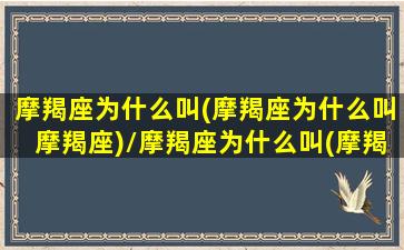 摩羯座为什么叫(摩羯座为什么叫摩羯座)/摩羯座为什么叫(摩羯座为什么叫摩羯座)-我的网站