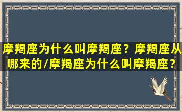 摩羯座为什么叫摩羯座？摩羯座从哪来的/摩羯座为什么叫摩羯座？摩羯座从哪来的-我的网站