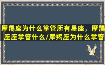 摩羯座为什么掌管所有星座，摩羯座座掌管什么/摩羯座为什么掌管所有星座，摩羯座座掌管什么-我的网站