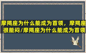 摩羯座为什么能成为首领，摩羯座很能闷/摩羯座为什么能成为首领，摩羯座很能闷-我的网站