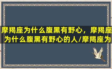 摩羯座为什么腹黑有野心，摩羯座为什么腹黑有野心的人/摩羯座为什么腹黑有野心，摩羯座为什么腹黑有野心的人-我的网站