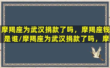 摩羯座为武汉捐款了吗，摩羯座钱是谁/摩羯座为武汉捐款了吗，摩羯座钱是谁-我的网站