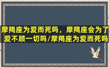 摩羯座为爱而死吗，摩羯座会为了爱不顾一切吗/摩羯座为爱而死吗，摩羯座会为了爱不顾一切吗-我的网站