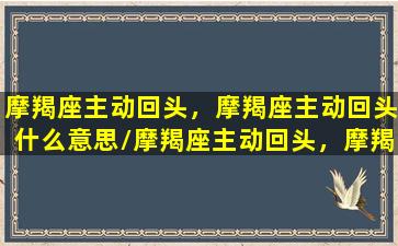 摩羯座主动回头，摩羯座主动回头什么意思/摩羯座主动回头，摩羯座主动回头什么意思-我的网站