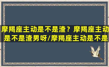 摩羯座主动是不是渣？摩羯座主动是不是渣男呀/摩羯座主动是不是渣？摩羯座主动是不是渣男呀-我的网站