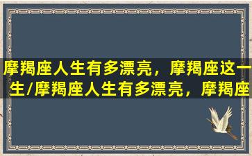 摩羯座人生有多漂亮，摩羯座这一生/摩羯座人生有多漂亮，摩羯座这一生-我的网站