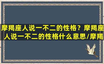 摩羯座人说一不二的性格？摩羯座人说一不二的性格什么意思/摩羯座人说一不二的性格？摩羯座人说一不二的性格什么意思-我的网站