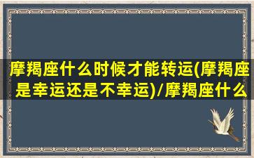 摩羯座什么时候才能转运(摩羯座是幸运还是不幸运)/摩羯座什么时候才能转运(摩羯座是幸运还是不幸运)-我的网站