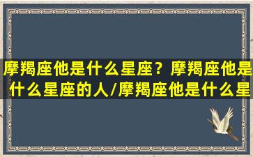 摩羯座他是什么星座？摩羯座他是什么星座的人/摩羯座他是什么星座？摩羯座他是什么星座的人-我的网站