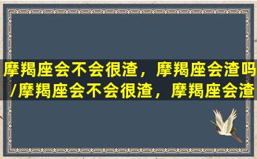 摩羯座会不会很渣，摩羯座会渣吗/摩羯座会不会很渣，摩羯座会渣吗-我的网站