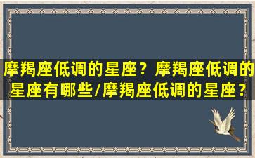 摩羯座低调的星座？摩羯座低调的星座有哪些/摩羯座低调的星座？摩羯座低调的星座有哪些-我的网站