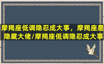 摩羯座低调隐忍成大事，摩羯座是隐藏大佬/摩羯座低调隐忍成大事，摩羯座是隐藏大佬-我的网站