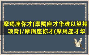 摩羯座你才(摩羯座才华难以望其项背)/摩羯座你才(摩羯座才华难以望其项背)-我的网站