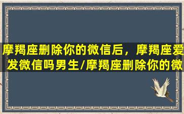 摩羯座删除你的微信后，摩羯座爱发微信吗男生/摩羯座删除你的微信后，摩羯座爱发微信吗男生-我的网站