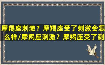 摩羯座刺激？摩羯座受了刺激会怎么样/摩羯座刺激？摩羯座受了刺激会怎么样-我的网站