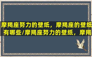 摩羯座努力的壁纸，摩羯座的壁纸有哪些/摩羯座努力的壁纸，摩羯座的壁纸有哪些-我的网站