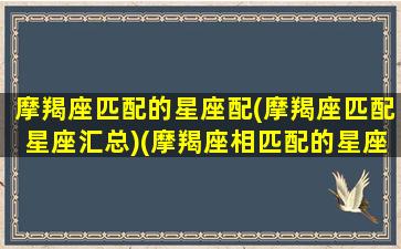 摩羯座匹配的星座配(摩羯座匹配星座汇总)(摩羯座相匹配的星座)