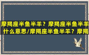 摩羯座半鱼半羊？摩羯座半鱼半羊什么意思/摩羯座半鱼半羊？摩羯座半鱼半羊什么意思-我的网站