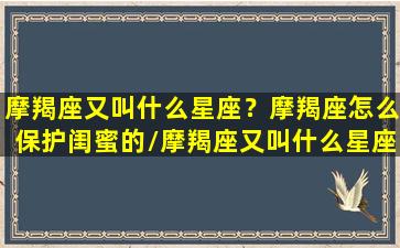 摩羯座又叫什么星座？摩羯座怎么保护闺蜜的/摩羯座又叫什么星座？摩羯座怎么保护闺蜜的-我的网站