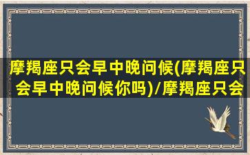 摩羯座只会早中晚问候(摩羯座只会早中晚问候你吗)/摩羯座只会早中晚问候(摩羯座只会早中晚问候你吗)-我的网站