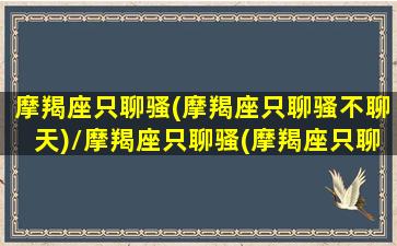 摩羯座只聊骚(摩羯座只聊骚不聊天)/摩羯座只聊骚(摩羯座只聊骚不聊天)-我的网站