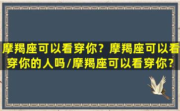 摩羯座可以看穿你？摩羯座可以看穿你的人吗/摩羯座可以看穿你？摩羯座可以看穿你的人吗-我的网站