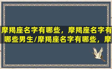 摩羯座名字有哪些，摩羯座名字有哪些男生/摩羯座名字有哪些，摩羯座名字有哪些男生-我的网站