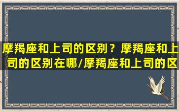 摩羯座和上司的区别？摩羯座和上司的区别在哪/摩羯座和上司的区别？摩羯座和上司的区别在哪-我的网站