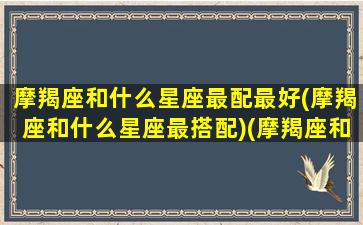 摩羯座和什么星座最配最好(摩羯座和什么星座最搭配)(摩羯座和什么星座比较合适)