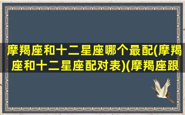 摩羯座和十二星座哪个最配(摩羯座和十二星座配对表)(摩羯座跟十二星座谁最般配)