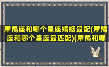 摩羯座和哪个星座婚姻最配(摩羯座和哪个星座最匹配)(摩羯和哪个星座最适合在一起)