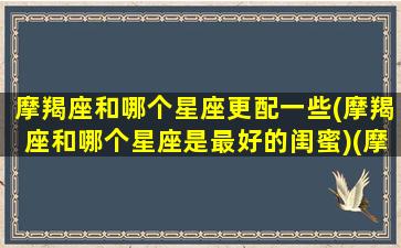 摩羯座和哪个星座更配一些(摩羯座和哪个星座是最好的闺蜜)(摩羯座和什么星座最配做闺蜜)