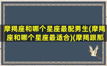 摩羯座和哪个星座最配男生(摩羯座和哪个星座最适合)(摩羯跟那个星座配)