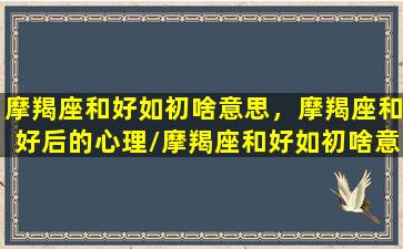 摩羯座和好如初啥意思，摩羯座和好后的心理/摩羯座和好如初啥意思，摩羯座和好后的心理-我的网站