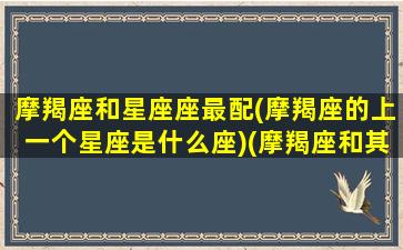 摩羯座和星座座最配(摩羯座的上一个星座是什么座)(摩羯座和其它星座配对指数)