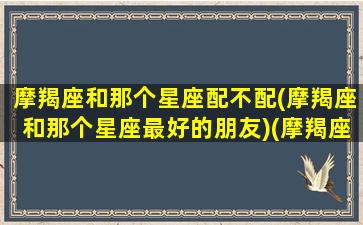 摩羯座和那个星座配不配(摩羯座和那个星座最好的朋友)(摩羯座跟哪个星座般配)