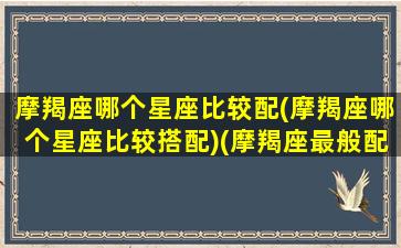 摩羯座哪个星座比较配(摩羯座哪个星座比较搭配)(摩羯座最般配的星座是什么星座)