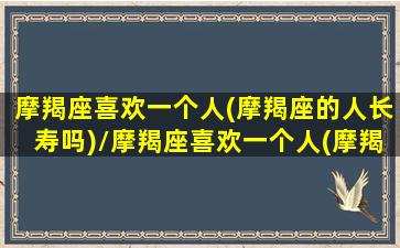 摩羯座喜欢一个人(摩羯座的人长寿吗)/摩羯座喜欢一个人(摩羯座的人长寿吗)-我的网站