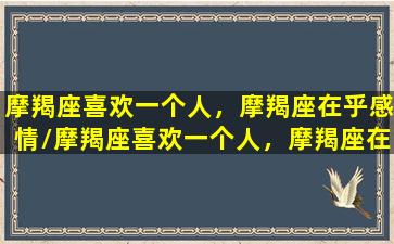 摩羯座喜欢一个人，摩羯座在乎感情/摩羯座喜欢一个人，摩羯座在乎感情-我的网站