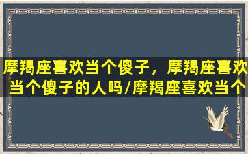 摩羯座喜欢当个傻子，摩羯座喜欢当个傻子的人吗/摩羯座喜欢当个傻子，摩羯座喜欢当个傻子的人吗-我的网站